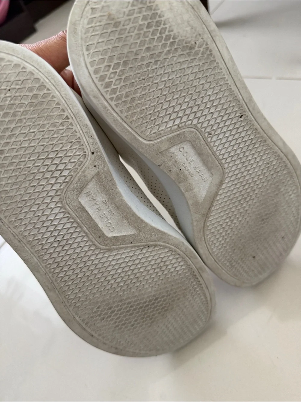 Cole Haan White Perforated Leather Sneakers
